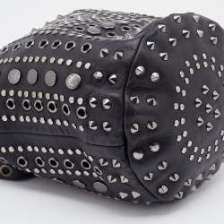 Pre Owned Marc by Marc Jacobs Black Leather Embellished Bucket Bag