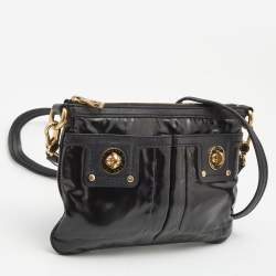 مملوكة مسبقًا Marc by Marc Jacobs Black Coated Fabric Totally Turnlock Percy Crossbody Bag