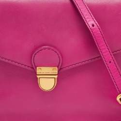 Pre Owned Marc by Marc Jacobs Fuchsia Leather Top Chicret Flap Bag