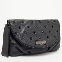 Marc by Marc Jacobs Black Leather Studded Fold Over Clutch