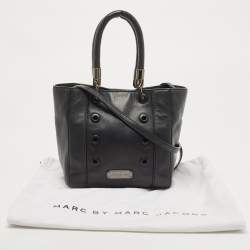 Pre Owned Marc by Marc Jacobs Black Leather Grommete Tote