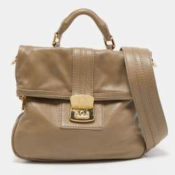 Marc by Marc Jacobs Beige Leather Foldable Top Handle Bag