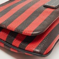 Marc by Marc Jacobs Red/Black Stripe Leather Percy Flap Crossbody Bag