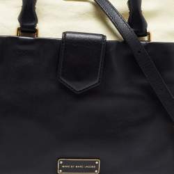 Pre Owned Marc by Marc Jacobs Black/Light Yellow Leather Zip Tote