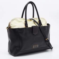 Pre Owned Marc by Marc Jacobs Black/Light Yellow Leather Zip Tote