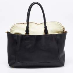 Pre Owned Marc by Marc Jacobs Black/Light Yellow Leather Zip Tote