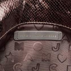 Marc by Marc Jacobs Metallic Silver Snakeskin Embossed Leather Foldover Clutch