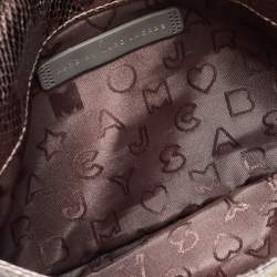 Marc by Marc Jacobs Metallic Silver Snakeskin Embossed Leather Foldover Clutch