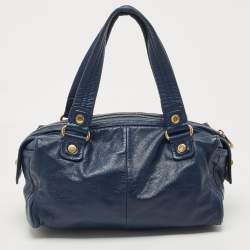 Marc by Marc Jacobs Navy Blue Leather Totally Turnlock Benny Satchel