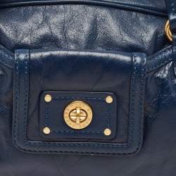 Marc by Marc Jacobs Navy Blue Leather Totally Turnlock Benny Satchel
