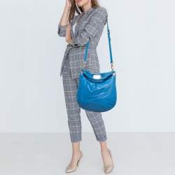 Pre Owned Marc by Marc Jacobs Blue Leather Classic Q Hillier Hobo