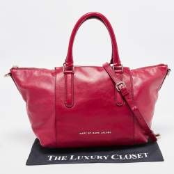 Pre Owned Marc by Marc Jacobs Red Leather Zip Shopper Tote