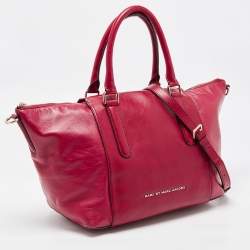 Pre Owned Marc by Marc Jacobs Red Leather Zip Shopper Tote