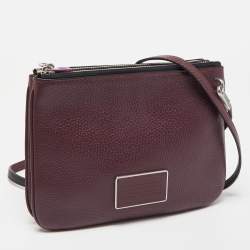Pre Owned Marc by Marc Jacobs Plum Leather Ligero Double Percy Crossbody Bag