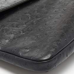 مملوكة مسبقًا Marc by Marc Jacobs Black Ostrich Embossed Leather Flap Oversized Clutch