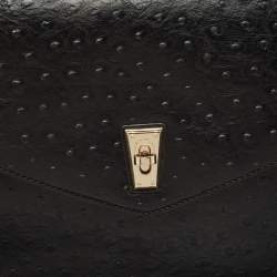 مملوكة مسبقًا Marc by Marc Jacobs Black Ostrich Embossed Leather Flap Oversized Clutch