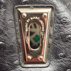 مملوكة مسبقًا Marc by Marc Jacobs Black Ostrich Embossed Leather Flap Oversized Clutch