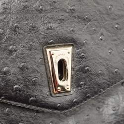 مملوكة مسبقًا Marc by Marc Jacobs Black Ostrich Embossed Leather Flap Oversized Clutch