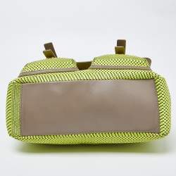 Marc by Marc Jacobs Neon Green/Grey Woven Patent and Leather Werdie Top Handle Bag