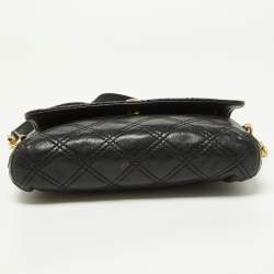 Pre Owned Marc by Marc Jacobs Black Quilted Leather Flap Crossbody Bag