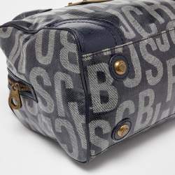 Pre Owned Marc By Marc Jacobs Blue Monogram Coated Canvas and Patent Leather Bag