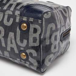 Pre Owned Marc By Marc Jacobs Blue Monogram Coated Canvas and Patent Leather Bag