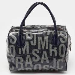 Pre Owned Marc By Marc Jacobs Blue Monogram Coated Canvas and Patent Leather Bag