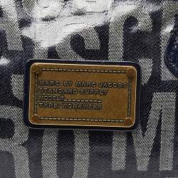 Pre Owned Marc By Marc Jacobs Blue Monogram Coated Canvas and Patent Leather Bag
