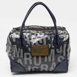Pre Owned Marc By Marc Jacobs Blue Monogram Coated Canvas and Patent Leather Bag