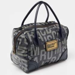 Pre Owned Marc By Marc Jacobs Blue Monogram Coated Canvas and Patent Leather Bag