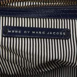 Pre Owned Marc By Marc Jacobs Blue Monogram Coated Canvas and Patent Leather Bag