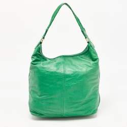 Pre Owned Marc by Marc Jacobs Green Leather Turnlock Faridah Hobo