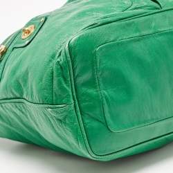 Pre Owned Marc by Marc Jacobs Green Leather Turnlock Faridah Hobo