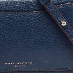 Marc Jacobs Navy Blue Leather Recruit Wallet on Strap