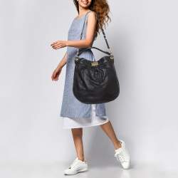 Pre Owned Marc by Marc Jacobs Black Leather Classic Q Hillier Hobo