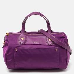 Pre Owned Marc by Marc Jacobs Purple Nylon and Leather Preppy Satchel