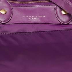 Pre Owned Marc by Marc Jacobs Purple Nylon and Leather Preppy Satchel