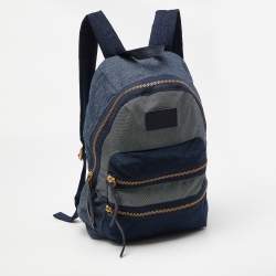 Marc by Marc Jacobs Two Tone Blue Denim Double Zip Backpack