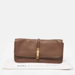 Marc by Marc Jacobs Beige Leather Metal Flap Clutch