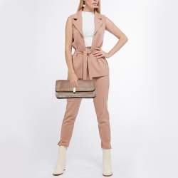Marc by Marc Jacobs Beige Leather Metal Flap Clutch