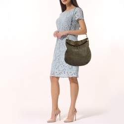 Pre Owned Marc by Marc Jacobs Olive Green Leather Classic Q Hillier Hobo