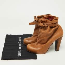 Marc by Marc Jacobs Brown Leather Ankle Wrap Booties Size 38.5