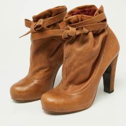 Marc by Marc Jacobs Brown Leather Ankle Wrap Booties Size 38.5