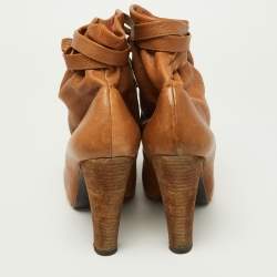 Marc by Marc Jacobs Brown Leather Ankle Wrap Booties Size 38.5