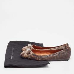 Pre Owned Marc by Marc Jacobs Brown Karung Leather Ballet Flats Size 38.5