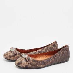 Pre Owned Marc by Marc Jacobs Brown Karung Leather Ballet Flats Size 38.5