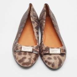 Pre Owned Marc by Marc Jacobs Brown Karung Leather Ballet Flats Size 38.5