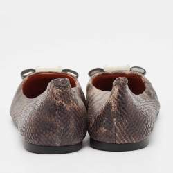 Pre Owned Marc by Marc Jacobs Brown Karung Leather Ballet Flats Size 38.5