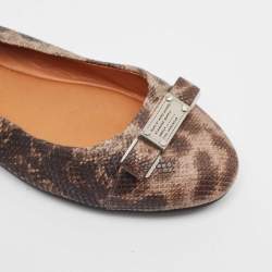 Pre Owned Marc by Marc Jacobs Brown Karung Leather Ballet Flats Size 38.5