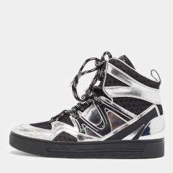 Marc by Marc Jacobs Silver Leather Mesh High Top Sneakers Size 36